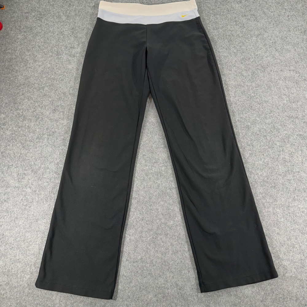 Nike Dri-FIT Women Black Yoga Pants Wide Leg Tri-Color Waistband Size S 4-6